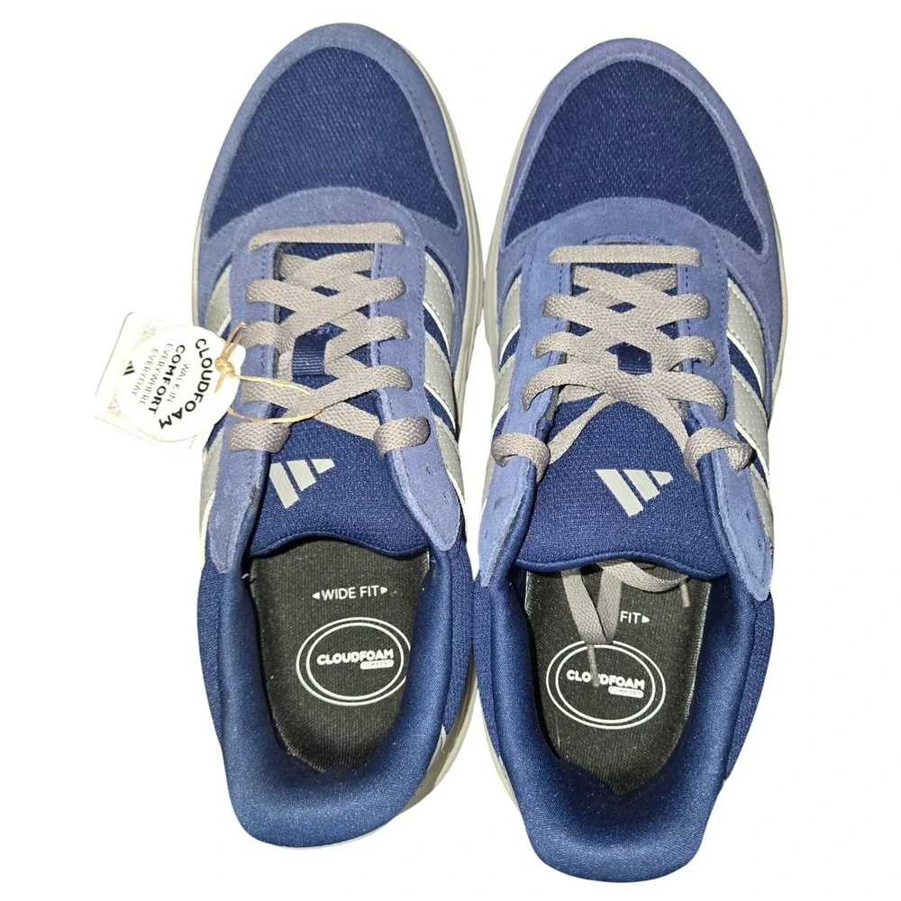 Adidas Cloudfoam Cuxxion 80s Mens Blue Grey Sneakers KJ4274 Wide Size 9.5